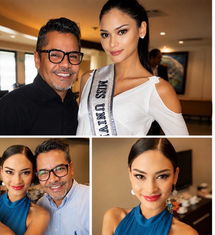 Collage de Antonio con participante de Miss Universe